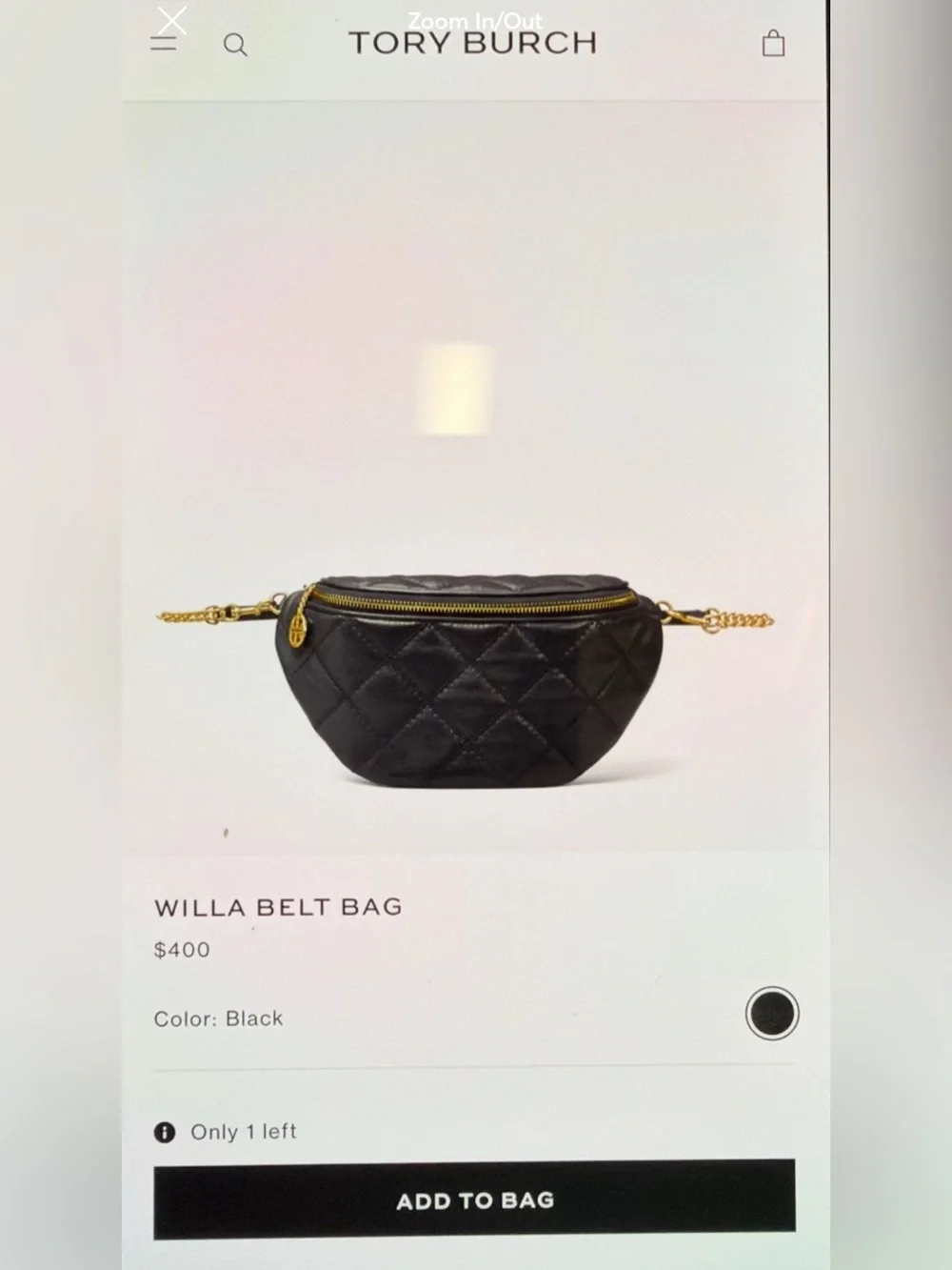 Tory Burch Black Quilted Leather Crossbody with Gold Hardware